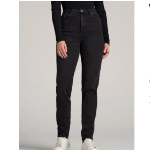 American Tall Denim - American Tall Jada Mom Jean 27 T Black Denim High Rise
